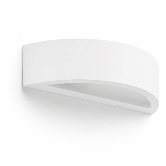 Applique lampada da parete in gesso bianco design mezza luna