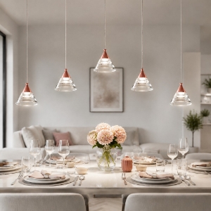 Lampadario a sospensione conico moderno oro rosato led 35w cct 3000k 4000k