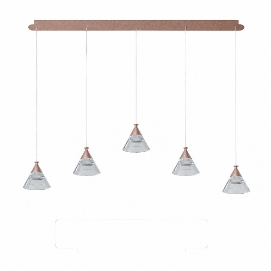 Lampadario a sospensione conico moderno oro rosato led 35w cct 3000k 4000k