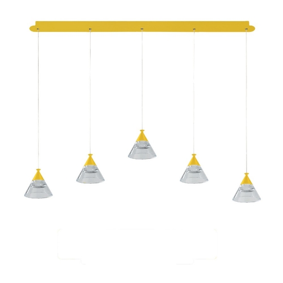Lampadario a sospensione conico moderno giallo girasole led 35w cct 3000k 4000k