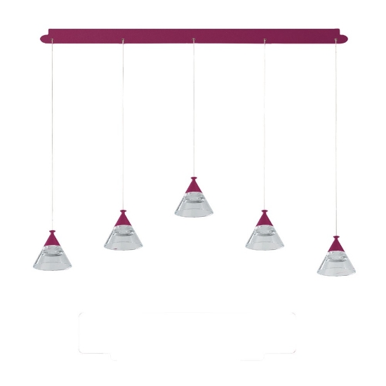 Lampadario a sospensione magenta led 35w cct 3000k 4000k con 5 luci