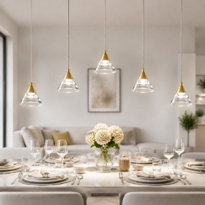 Lampadario a sospensione 5 luci moderno oro opaco led 35w cct 3000k 4000k