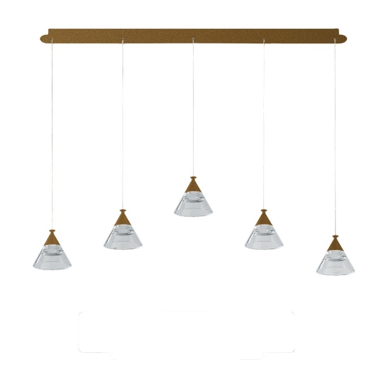 Lampadario a sospensione 5 luci moderno oro opaco led 35w cct 3000k 4000k
