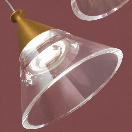 Lampadario a sospensione 5 luci moderno oro opaco led 35w cct 3000k 4000k