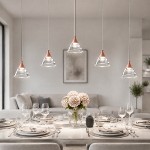 Lampadario a sospensione 5 luci moderno pesca led 35w cct 3000k 4000k
