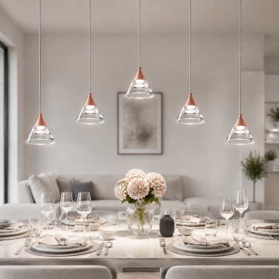 Lampadario a sospensione 5 luci moderno pesca led 35w cct 3000k 4000k