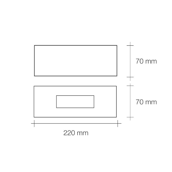Applique lampada da parete in gesso bianco rettangolare