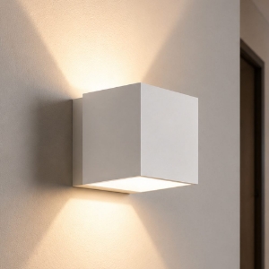 Applique di gesso da parete moderna cubo bianco