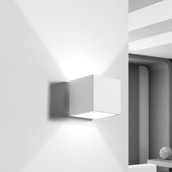 Applique di gesso da parete moderna cubo bianco
