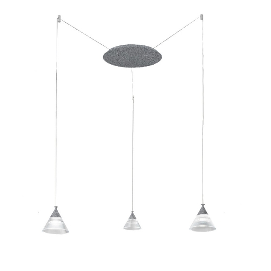 Lampadario a sospensione led 21w cct 3000k 4000k 3 luci per cucina moderno conico grigio perla