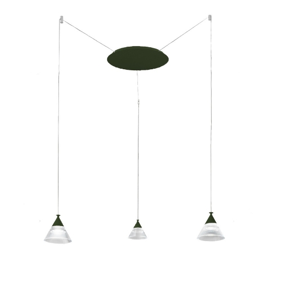Lampadario led 21w cct 3000k 4000k 3 luci a sospensione per cucina moderno conico verde oliva