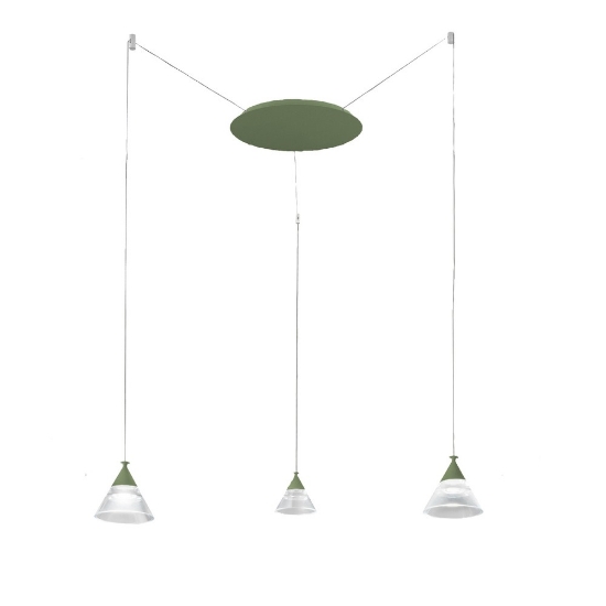 Lampadario a sospensione led 21w cct 3000k 4000k 3 luci per cucina moderno conico verde salvia