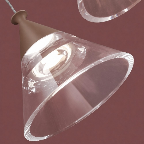 Lampadario per cucina moderno a sospensione conico sabbia led 21w cct 3000k 4000k 3 luci
