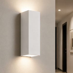 Applique lampada da parete rettangolare in gesso bianco