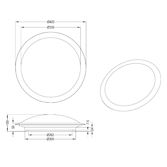 Grande plafoniera 42cm grigio titano led 25w 3000k