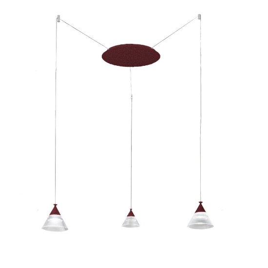 Lampadario a sospensione moderno bordeaux per cucina led 21w cct 3000k 4000k 3 luci