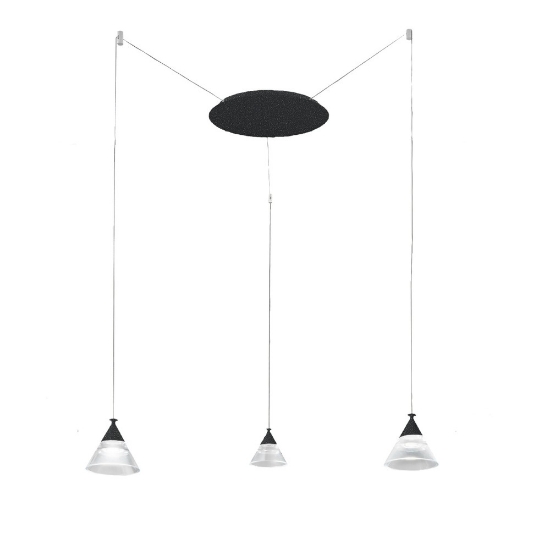 Lampadario a sospensione conico moderno antracite per cucina led 21w cct 3000k 4000k con 3 luci