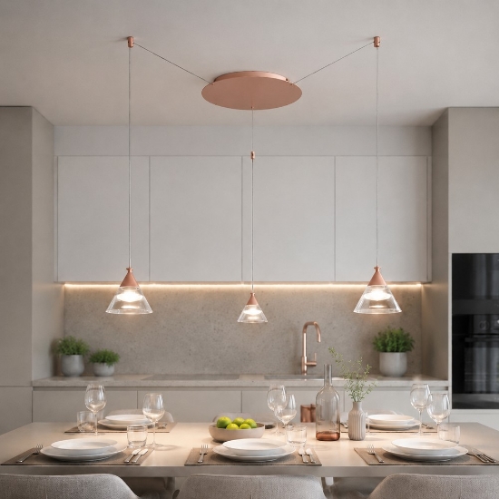 Lampadario a sospensione per cucina moderna conico pesca led 21w cct 3000k 4000k 3 luci