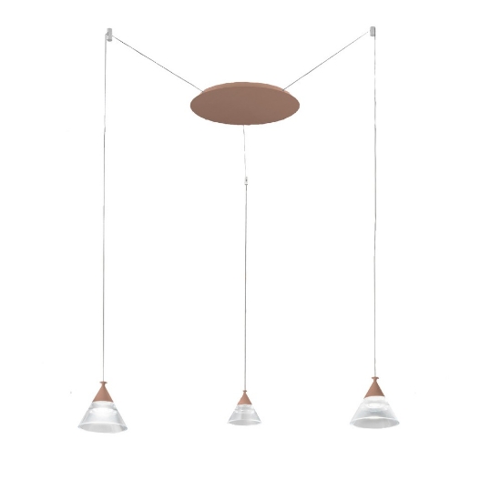 Lampadario a sospensione per cucina moderna conico pesca led 21w cct 3000k 4000k 3 luci