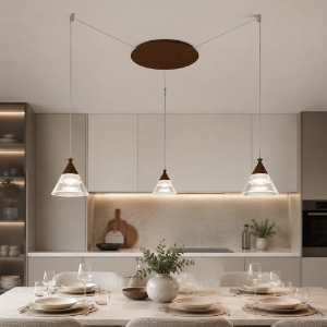 Lampadario led 21w cct 3000k 4000k 3 luci per cucina moderna a sospensione conico ruggine