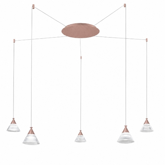 Lampadario led 35w cct 3000k 4000k 5 luci a sospensione oro rosato