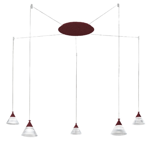 Lampadario led 35w cct 3000k 4000k 5 luci a sospensione conico moderno bordeaux