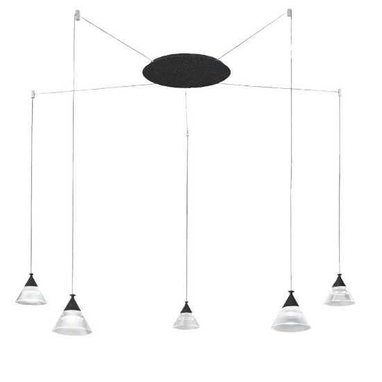Lampadario moderno conico antracite a sospensione led 35w cct 3000k 4000k 5 luci