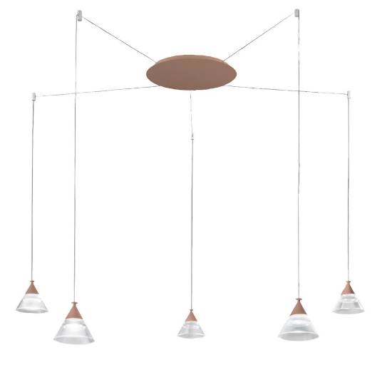 Lampadario a sospensione conico moderno pesca led 35w cct 3000k 4000k 5 luci