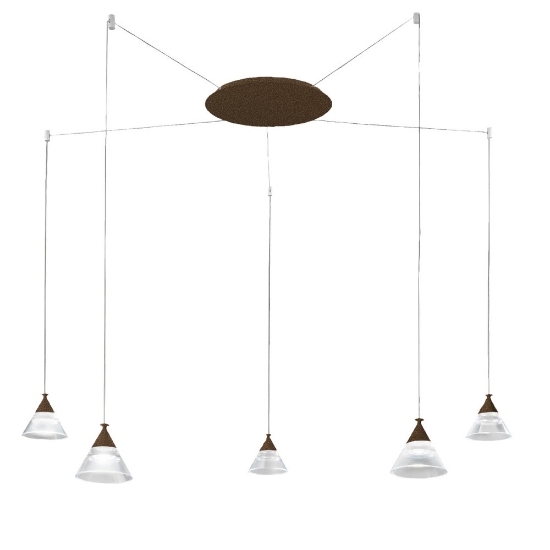 Lampadario led 35w cct 3000k 4000k 5 luci moderno a sospensione conico ruggine