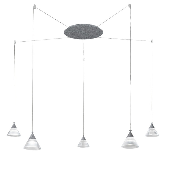 Lampadario a sospensione led 35w cct 3000k 4000k 5 luci moderno grigio perla