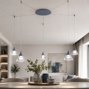 Lampadario led 35w cct 3000k 4000k 5 luci a sospensione moderno conico carta da zucchero