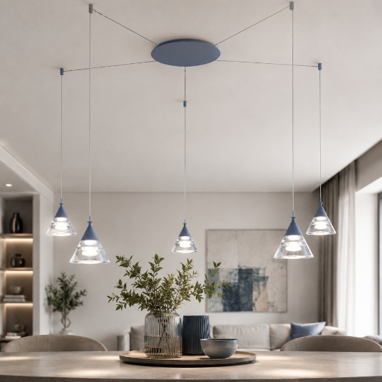 Lampadario led 35w cct 3000k 4000k 5 luci a sospensione moderno conico carta da zucchero