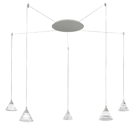 Lampadario led 35w cct 3000k 4000k 5 luci moderno a sospensione bianco satinato