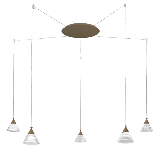 Lampadario moderno a sospensione conico sabbia bagnata led 35w cct 3000k 4000k 5 luci