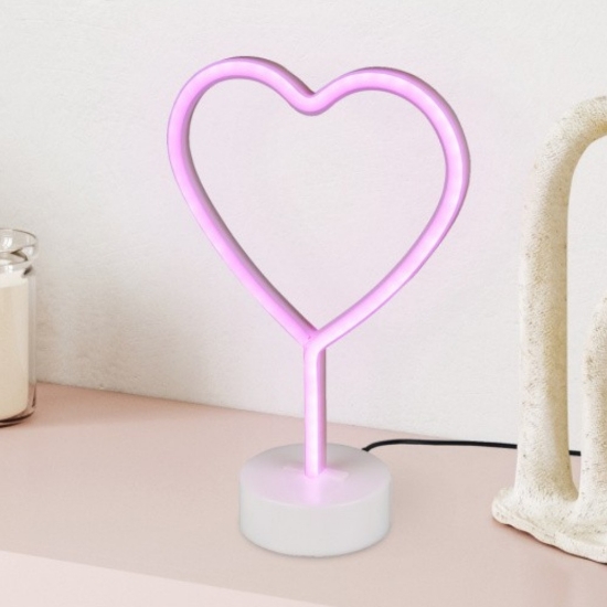Lampada da tavolo per cameretta cuore bianca led 1.8w
