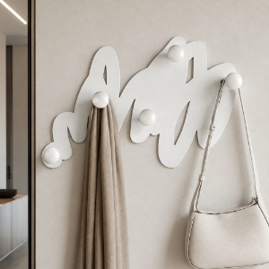 Appendiabiti da ingresso moderno bianco con 5 pomelli