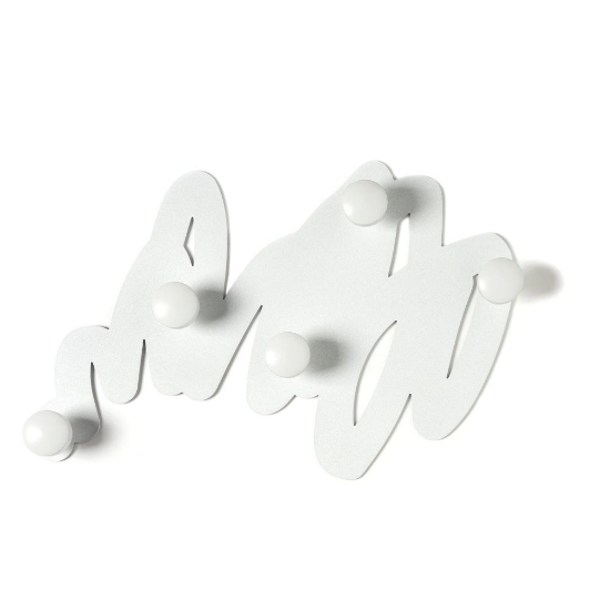 Appendiabiti da ingresso moderno bianco con 5 pomelli