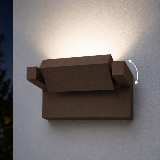 Applique led 20w cct 3000k 4000k ip65 orientabile moderna da esterno ruggine