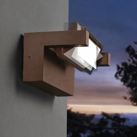 Applique led 20w cct 3000k 4000k ip65 orientabile moderna da esterno ruggine