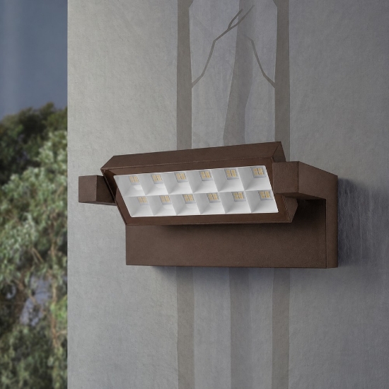 Applique led 20w cct 3000k 4000k ip65 orientabile moderna da esterno ruggine