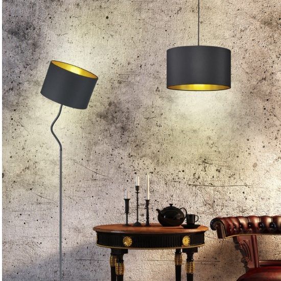 Lampadario moderno per salotto paralume tessuto nero
