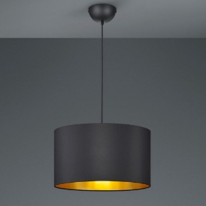 Lampadario moderno per salotto paralume tessuto nero o