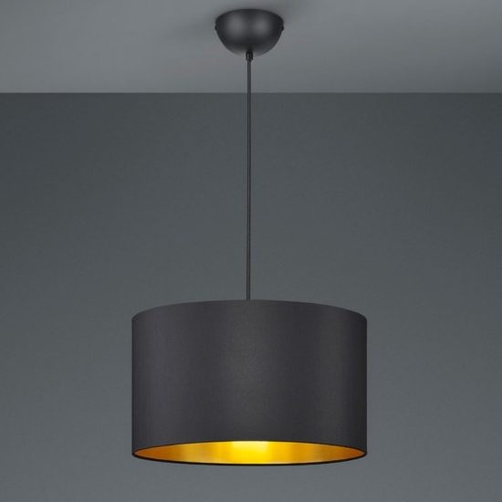 Lampadario moderno per salotto paralume tessuto nero