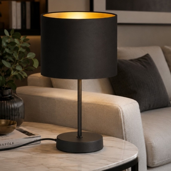 Lampada da tavolo per salotto nero opaco