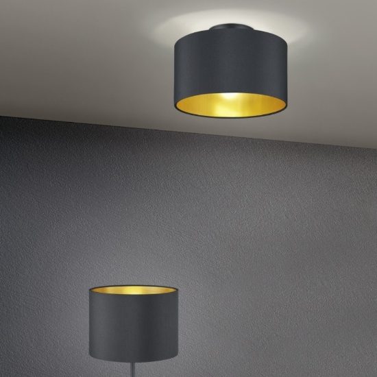 Plafoniera moderna tonda nero opaco 30cm