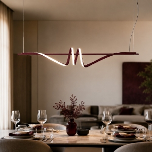 Lampadario bordeaux per sala da pranzo moderna led 54w cct 3000k 6000k dimmerabile con telecomando