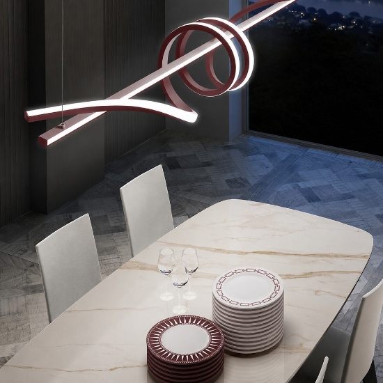 Lampadario bordeaux per sala da pranzo moderna led 54w cct 3000k 6000k dimmerabile con telecomando