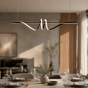 Lampadario moderno lineare antracite a sospensione led 54w cct 3000k 6000k dimmerabile con telecomando