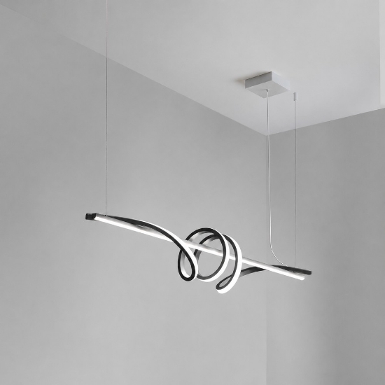 Lampadario moderno lineare antracite a sospensione led 54w cct 3000k 6000k dimmerabile con telecomando