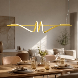 Lampadario led 54w cct 3000k 6000k dimmerabile con telecomando lineare a sospensione gialla